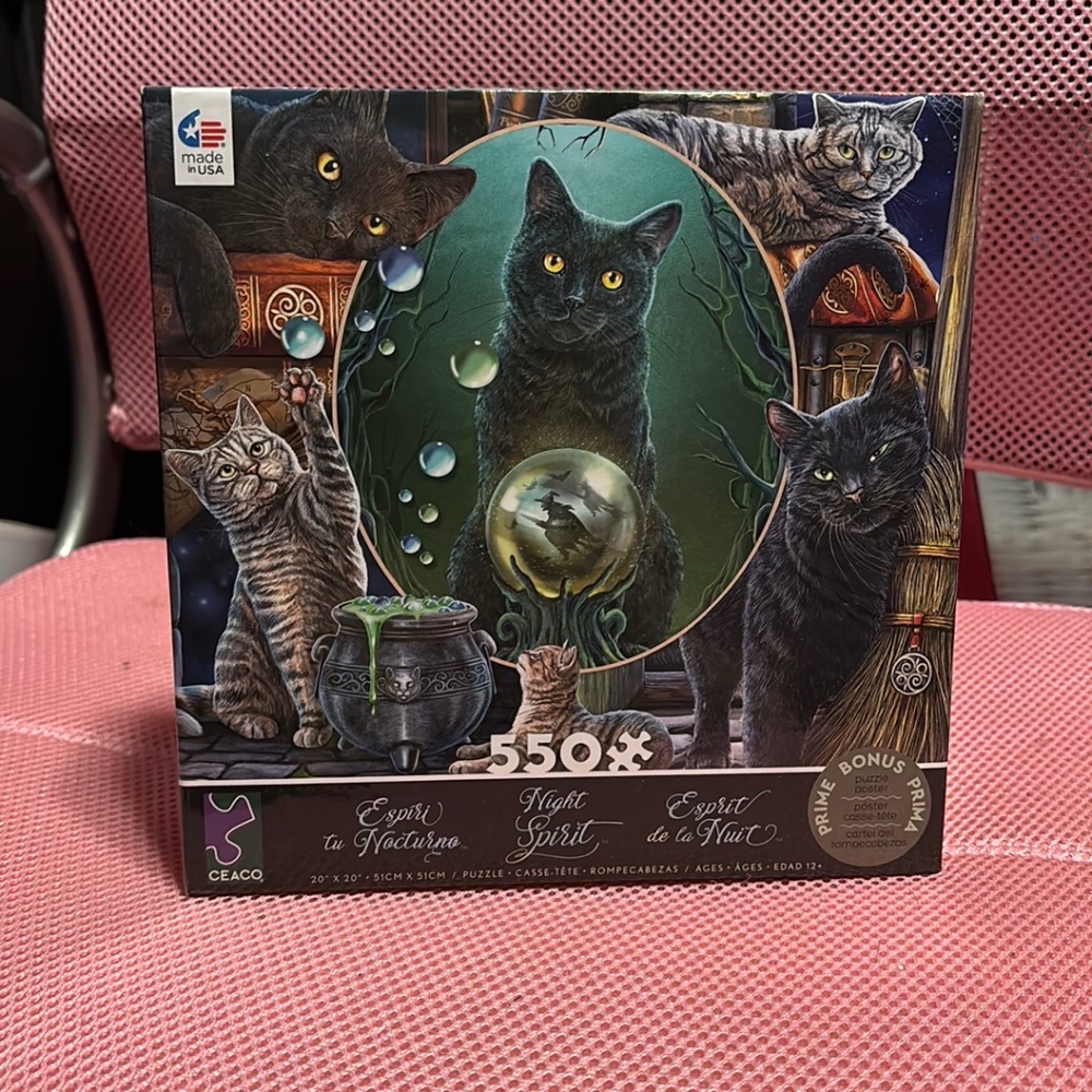 LISA PARKER " NIGHT SPIRIT" WICCAN CAT 550 PIECE CAT PUZZLE